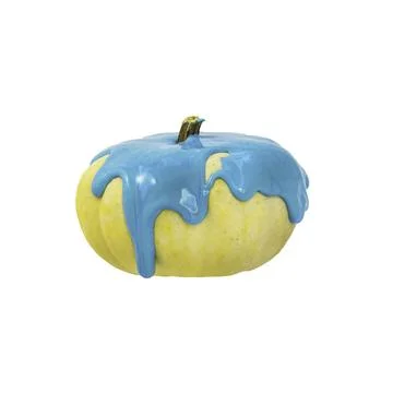 Pumpkin colored Some pumpkins with the blue color running down on a transp... Stock Photos