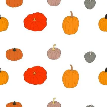 Pumpkin colorful pattern. Vector illustration isolated on white background. H 库存插图
