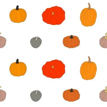 Pumpkin colorful pattern. Vector illustration isolated on white background. H 库存插图