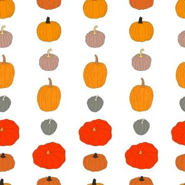 Pumpkin colorful pattern. Vector illustration isolated on white background. H Stock Illustration
