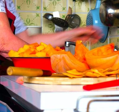 Pumpkin cooking. 스톡 사진