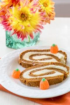 Pumpkin cream cheese jelly roll Stock Photos
