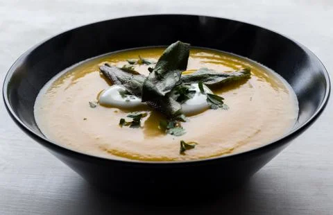 Pumpkin cream soup Stock Photos