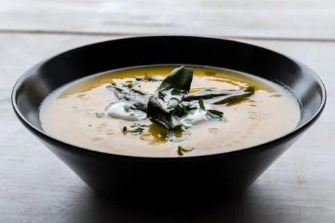 Pumpkin cream soup Stock Photos
