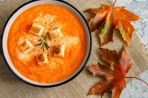 Pumpkin Cream Soup Stock Photos
