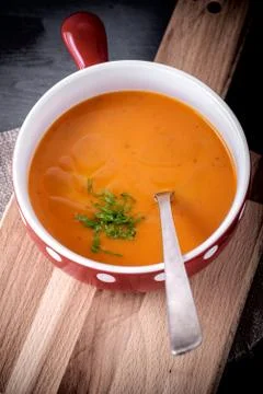 Pumpkin creme soup Stock Photos
