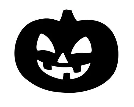 Pumpkin with cut face - black vector silhouette for pictogram or logo. Halloween Stock Illustration