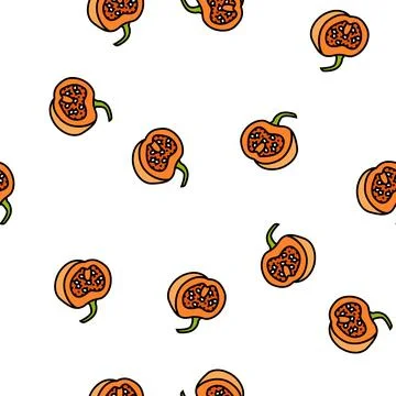 Pumpkin cut piece vector seamless pattern Stock Illustration