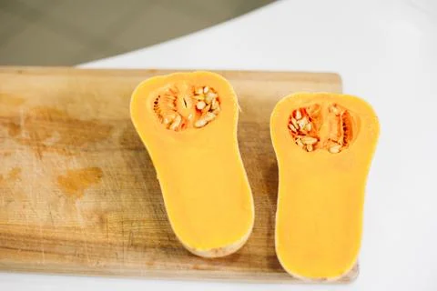 Pumpkin, cut into two pieces Stock Photos