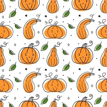 Pumpkin. Cute pattern with pumpkins. Seamless pattern Stock Illustration