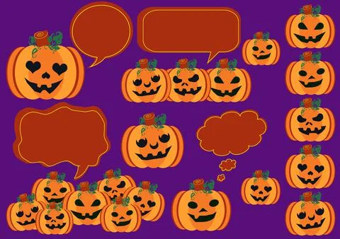 Pumpkin design elements cartoons. Halloween background. Stock Illustration