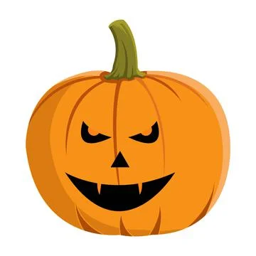 Pumpkin design with scary devil eyes and sharp teeth for Halloween event with Stock Illustration