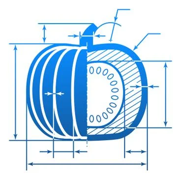 Pumpkin with dimension lines Stock Illustration