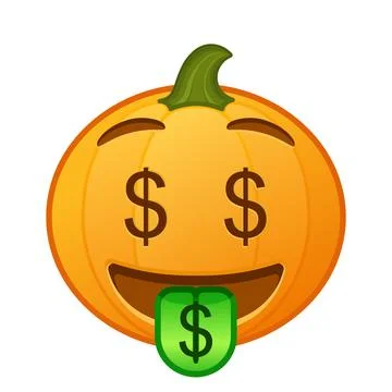 Pumpkin with dollar eyes Large size of Halloween emoji Ilustración de archivo
