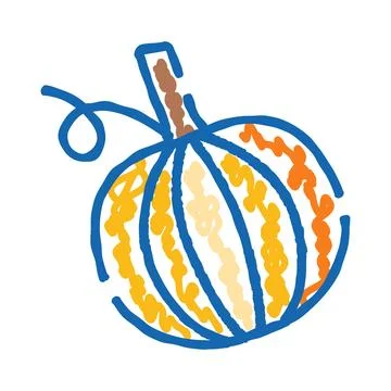 Pumpkin doodle art with striped fall colors Stock Illustration