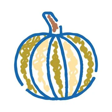 Pumpkin doodle drawing icon element for harvest Illustrazione stock
