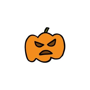 Pumpkin doodle icon, vector illustration Stock Illustration