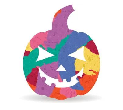 Pumpkin drawn painted icon vector Stock Illustration