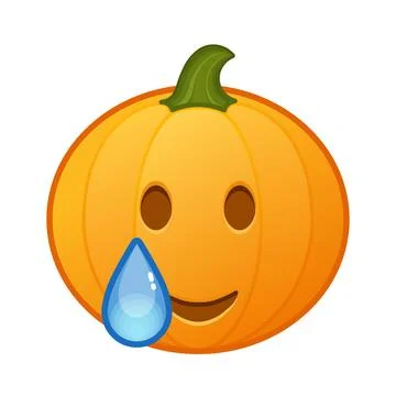 Pumpkin with drop of tear on face Large size of Halloween emoji Ilustración de archivo