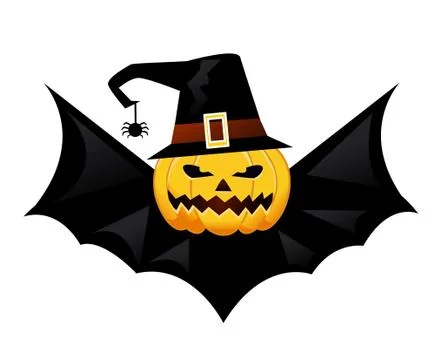 Pumpkin with an evil expression on his face Stock Illustration