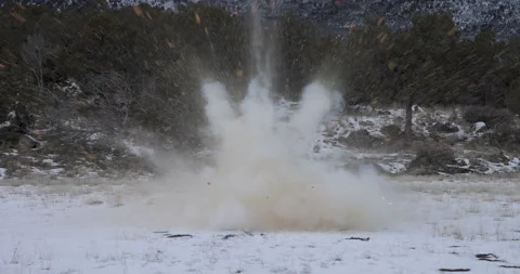 Pumpkin explosion winter snow 4K Stock Footage 223998637