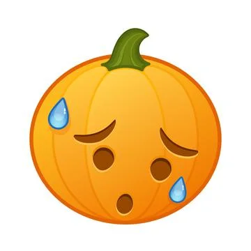 Pumpkin with expression of disappointment and relief face Large size of Hal.. Stock Illustration
