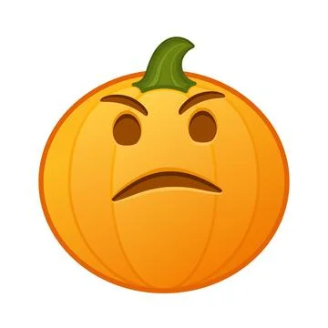 Pumpkin with an expression of displeasure face Large size of Halloween emoji Stock Illustration