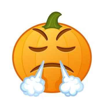 Pumpkin with an expression face of displeasure Large size of Halloween emoji Stock Illustration