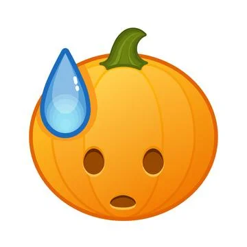 Pumpkin with face in cold sweat Large size of Halloween emoji 스톡 일러스트