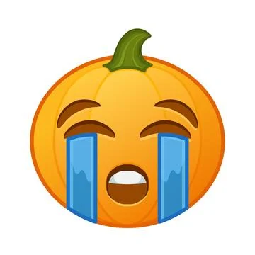 Pumpkin with face crying loudly Large size of Halloween emoji Illustrazione stock
