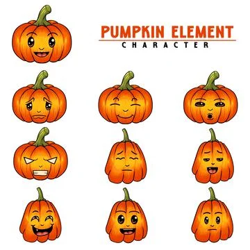 Pumpkin face expression vector illustration Stock Illustration