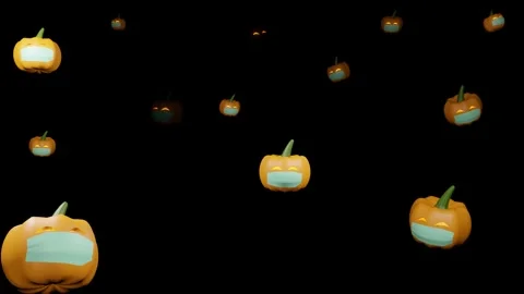 Pumpkin with face mask Stock Footage 136801641