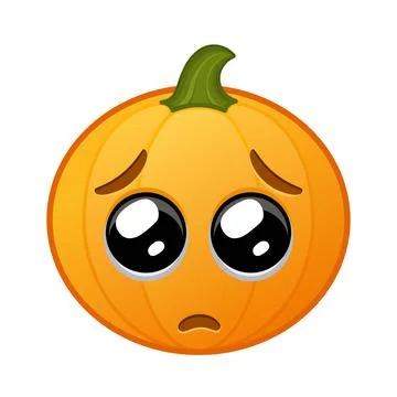 Pumpkin with face with pleading eyes Large size of Halloween emoji Ilustración de archivo