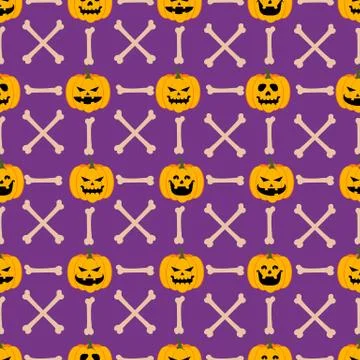Pumpkin Face Seamless Pattern Illustrazione stock