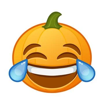 Pumpkin with face with tears of joy Large size of Halloween emoji Ilustración de archivo