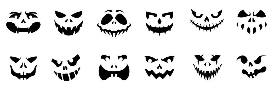 Pumpkin faces of Halloween emoji or Jack o lantern Ilustração Stock