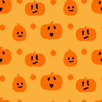 Pumpkin faces seamless pattern print fabric vector Stock Illustration