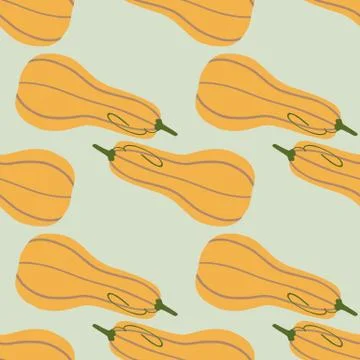 Pumpkin fall doodle seamless pattern. Soft pale orange food elements on grey  스톡 일러스트