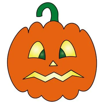 Pumpkin. A fearful grimace. Colored vector illustration. Stock Illustration