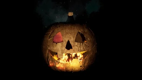 Pumpkin on Fire Stock Footage 248734740