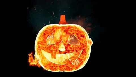 Pumpkin on Fire Stock Illustration