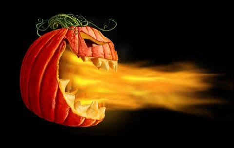 Pumpkin Flames On Black 库存插图