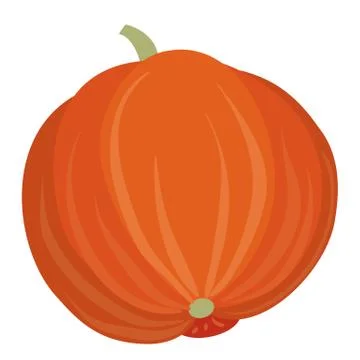 Pumpkin, flat, isolated object on a white background, vector illustration, Stock Illustration