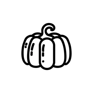 Pumpkin flat outlined icon. Vector vegetable logo isolated on white backgroun Stock Illustration