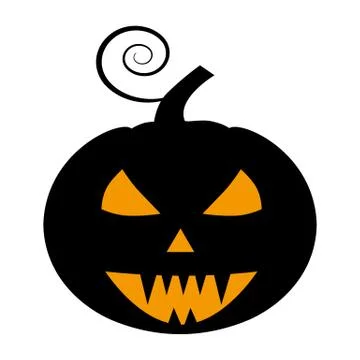 Pumpkin flat single icon. Halloween pumpkin symbol of fear and danger. Black Stock Illustration