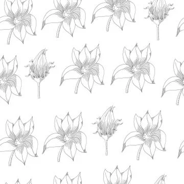 Pumpkin flowers seamless pattern. Vegetable engraved style illustration Illustrazione stock