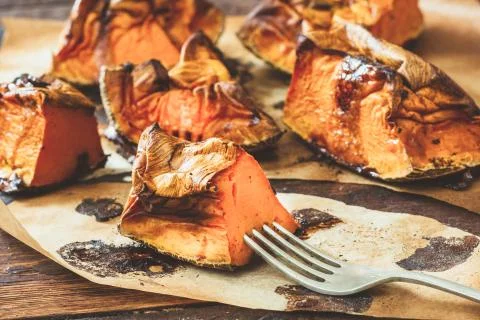 Pumpkin on the fork Stock Photos