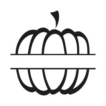 Pumpkin frame modern decor for autumn.Vector black silhouette. Stock Illustration
