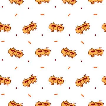 Pumpkin friend seamless pattern set Ilustração Stock