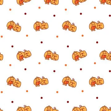 Pumpkin friend seamless pattern set イラスト素材